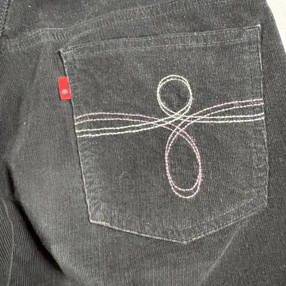 Levi’s 515 Boot Cut Pants Womens 28x29 Black Corduroy Y2K Retro Flare Stitch - Picture 8 of 8